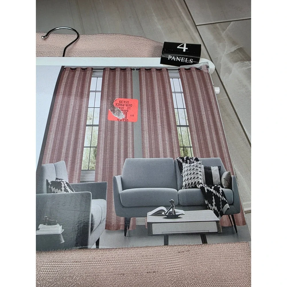 Preston Collection 4 Pack Textured‎ Grommet Window Curtain Panels 38x84 Mauve S4